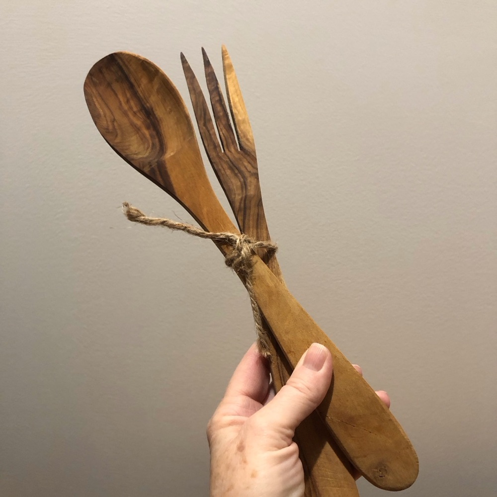 Olive Wood Salad Servers